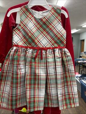 Bonnie Baby Red, Green & White Plaid Holiday Dress